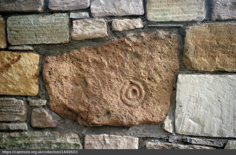 Re-use of carved rocks (Old Dowie, source: Canmore)